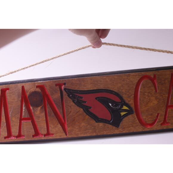 Man, Cave, The Cardinals, Handmade, Wooden Sign, Baseball Wall Hanging, Wall Dec - Picture 4 of 6